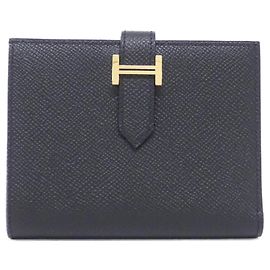 Hermès Hermes Bearn Compact Geldbörse Schwarz