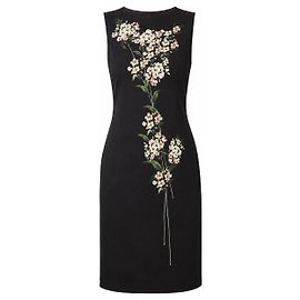 Robe noire Carolina Herrera avec imprimé floral Noir Rose Vert