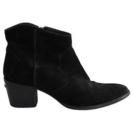 Zadig & Voltaire Black Leather Ankle Boots Black