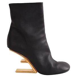 Fendi Leder Stiefeletten Schwarz Schwarz