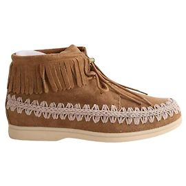 Autre Marque Boots Suede mini boot with fringes camel Camel