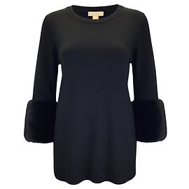 Michael Kors Collection Black Mink Kaschmir-Pullover mit Bündchen Schwarz