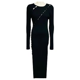Altuzarra Black Langärmeliges Rippstrick-Midikleid Schwarz