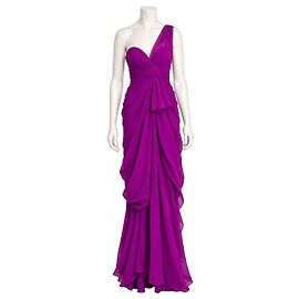 Vera Wang Robe Longue Drapée Asymétrique Violet
