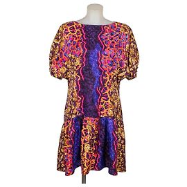 Vestido de seda Peter Pilotto con estampado abstracto Castaño Rosa Azul Multicolor Naranja Púrpura