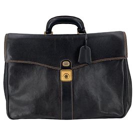 Alfred Dunhill Vintage Black Grained Leather Buisness Briefcase Attache Handbag Black