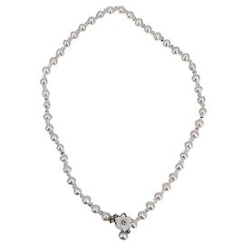 Autre Marque Collar colgante de perlas blancas vintage de agua dulce con cierre de flor de cristal Blanco
