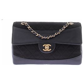 Chanel Borsa nera in pelle e tessuto Nero