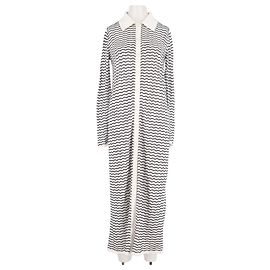 Abito maxi Dagmar bianco a righe con colletto a camicia Bianco