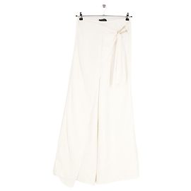Autre Marque Calças wide-leg brancas BIANCA com cinto de fivela dourada Branco