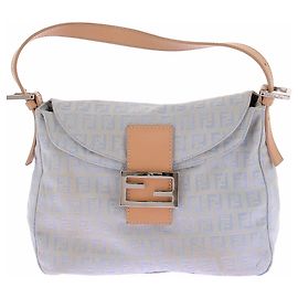 Bolso Fendi Mamma Baguette de lona monogramada azul Azul