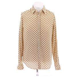 Céline Camicia beige a pois marroni Beige