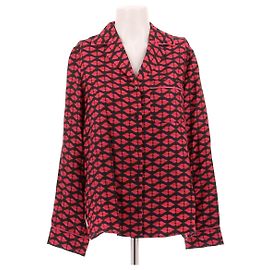 Autre Marque Camisa de seda com corações Vermelho