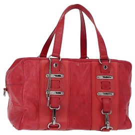 BALENCIAGA Hand Bag Leather Red Silver Other
