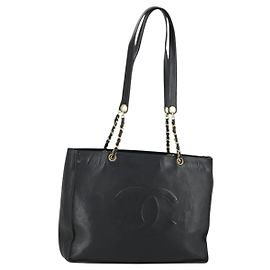 CHANEL COCO Mark Chain Shoulder Bag Lamb Skin Black Gold CC Altro