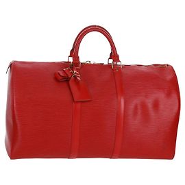 LOUIS VUITTON Epi Keepall 50 Boston Bag Red M42967 LV Autre