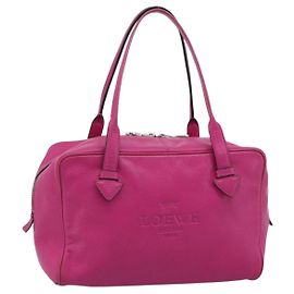 LOEWE Heritage Hand Bag Leather Pink Silver Altro