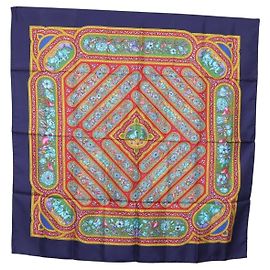 Hermès HERMES Carre 90 Pañuelo de Seda Azul Rojo Otro