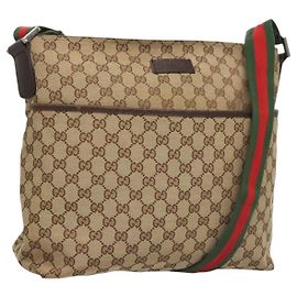 GUCCI Bolsa de Ombro GG Canvas Web Sherry Line Bege Verde Vermelho 189751 Outro