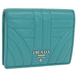 PRADA Compact Wallet Leather Emerald Green Altro