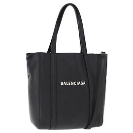 BALENCIAGA Every day Tote Bag Leder 2way Schwarz Silber 551815 Andere