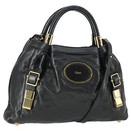 Chloé Chloe Victoria Handtasche Leder 2way Schwarz Gold Andere