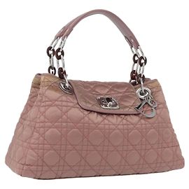 Christian Dior Canage Hand Bag Nylon Pink Silver Otro
