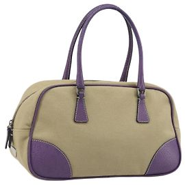 PRADA Bolsa de mão Canvas Beige Silver Outro