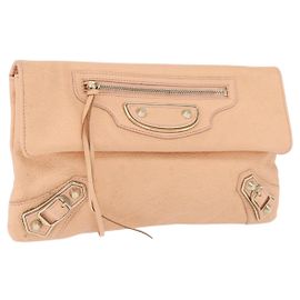 BALENCIAGA Metallic Edge Classic Envelope Bag Leather Pale Orange Altro