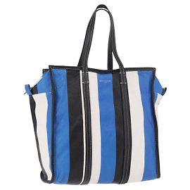 BALENCIAGA Bazaar Shopper M Tote Bag Leather Blue Silver 443097 Altro