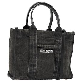 BALENCIAGA Hand Bag Denim 2way Black Silver 671402 Altro