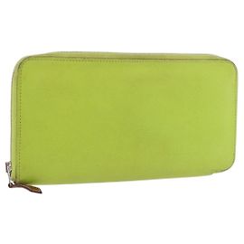 Hermès HERMES Azap Long Silk In Long Wallet Leather Green Silver Andere