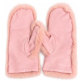 Furla Handschuhe aus rosa Leder und Nerzfell Pink