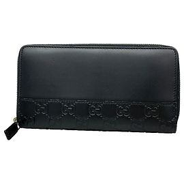 Carteira longa Gucci em couro preto Preto