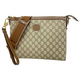 Borsa a tracolla Gucci GG Supreme Interlocking G Marrone Beige