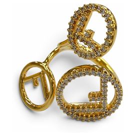 Anillo de banda con strass Fendi Dorado