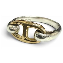 Hermès Hermes Vintage Chaine d'Ancre Ring Silber Golden