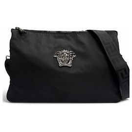Borsa a tracolla/pochette 2-way Versace Leather Medusa Greca Nero