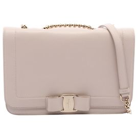 Borsa a tracolla Salvatore Ferragamo Vara Ribbon Beige