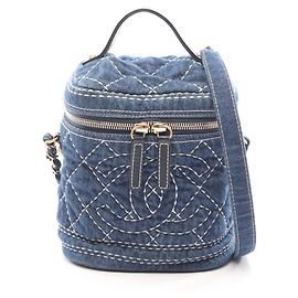 Borsa Vanity Chanel in Denim Blu navy