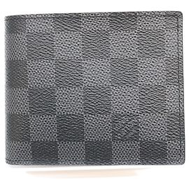 Portafoglio bi-fold Louis Vuitton Black Damier Marco Nero