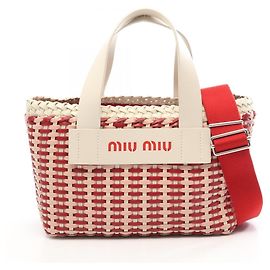 Bolsa 2-Way Miu Miu Intreccio Rosa Branco Vermelho