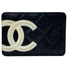 Chanel Cambon Line Visitenkartenetui Schwarz Pink Weiß