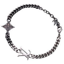 Bracciale con charm da uomo Louis Vuitton Nero Argento