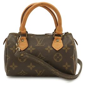 Louis Vuitton Monogram Mini Speedy Handbag Pouch Shoulder Bag Brown Monogram