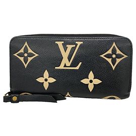 Portefeuille Zippy Louis Vuitton Monogram Empreinte Bicolor Noir Beige