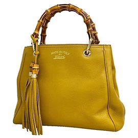 Bolsa Gucci Bamboo de couro amarela Amarelo