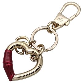 Gucci Petite Marmont Bamboo Heart Keyring Red Golden