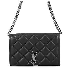 Autre Marque Saint Laurent Paris Becky Wallet-on-Chain in pelle nera Nero