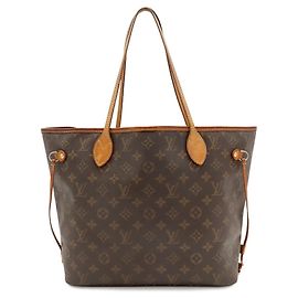 Borsa Tote Louis Vuitton Monogram Neverfull MM Marrone Bianco Altro Monogramma
